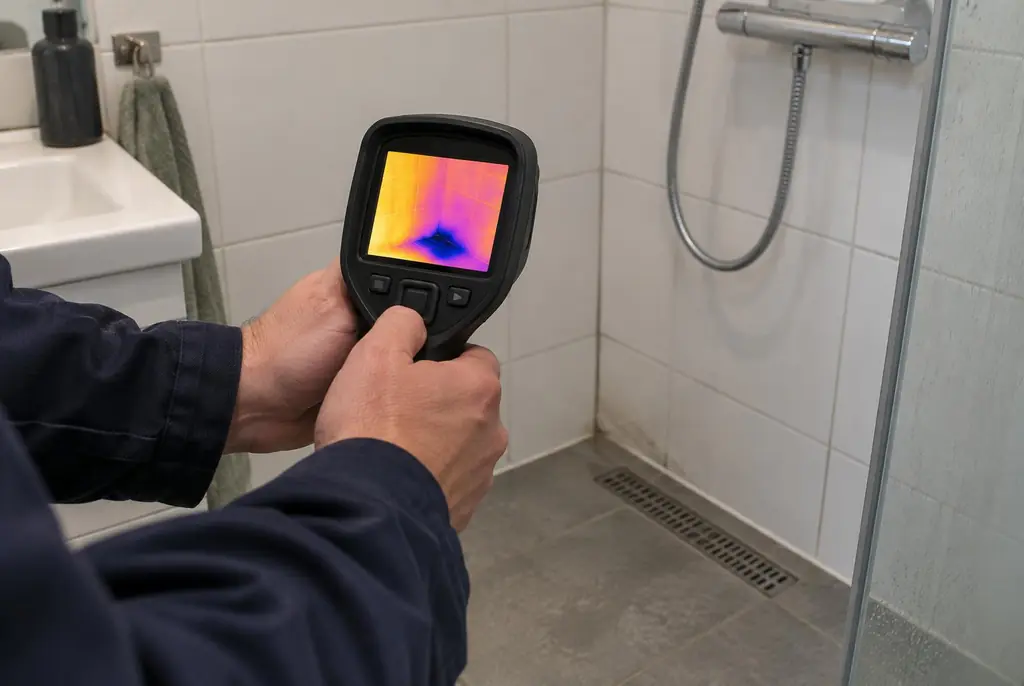 Lekdetectie Leidschendam – lekdetectiespecialist met warmtebeeldcamera in een badkamer